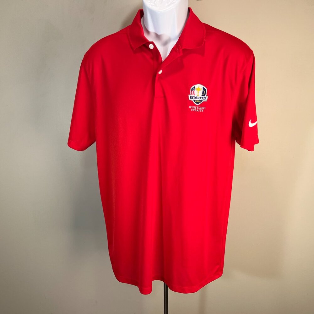 Nike Dri-Fit Men's red golf Ryder Cup Whistling Straits s/s polo shirt Medium M